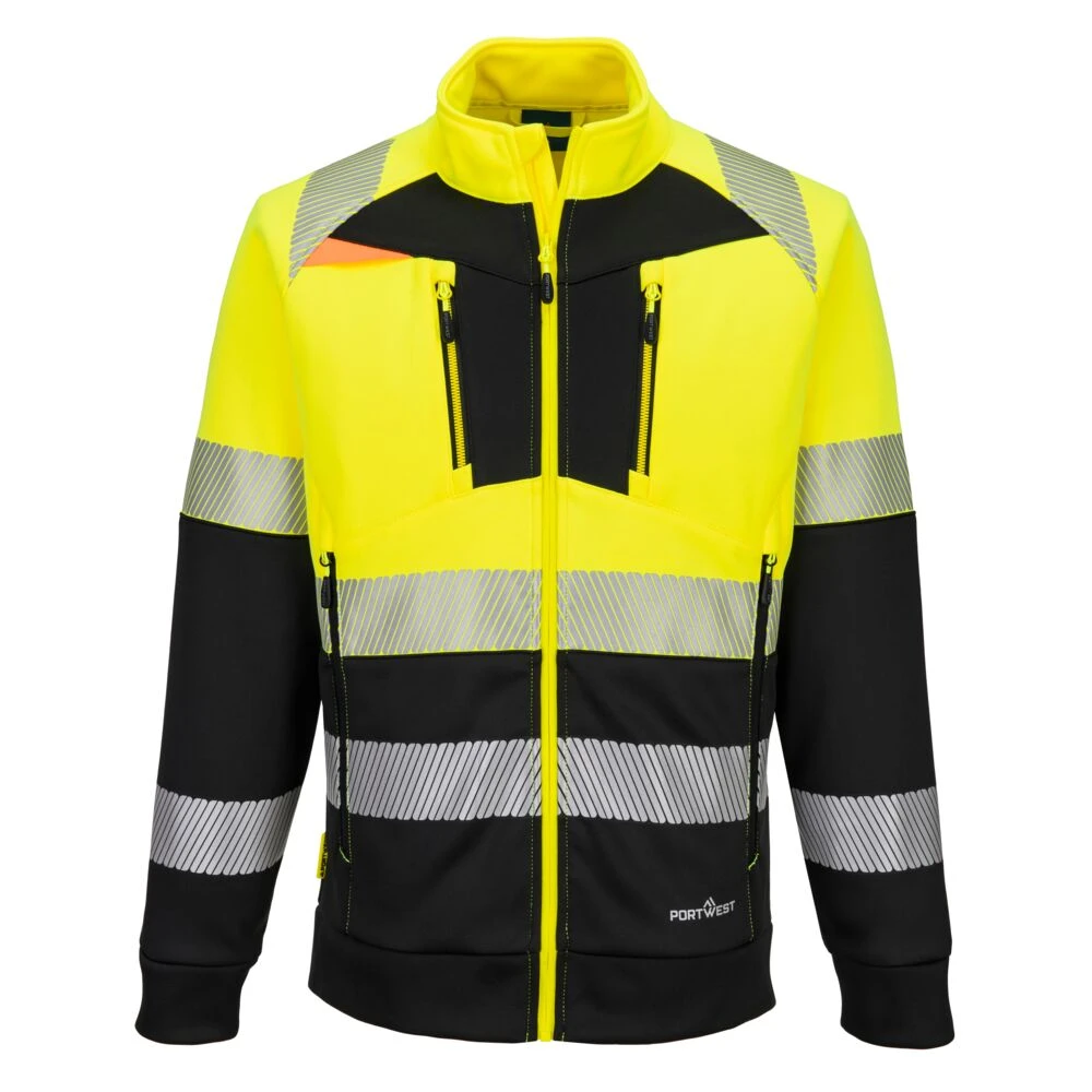 DX4 Hi-Vis Class 1 Funnel Neck Zipped Sweatshirt Yellow/Black