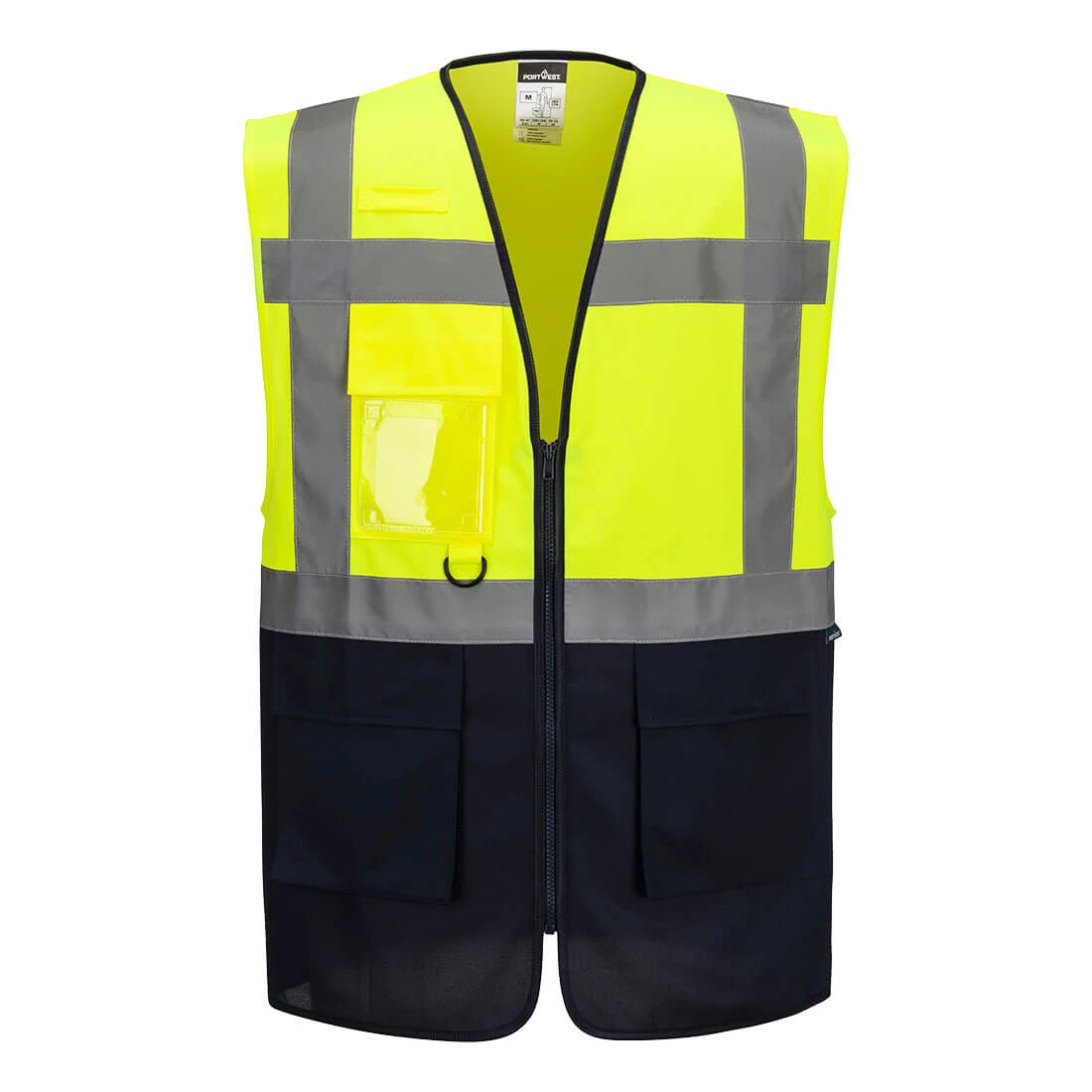 ES1 Essential Hi-Vis Contrast Executive Vest Yellow/Navy