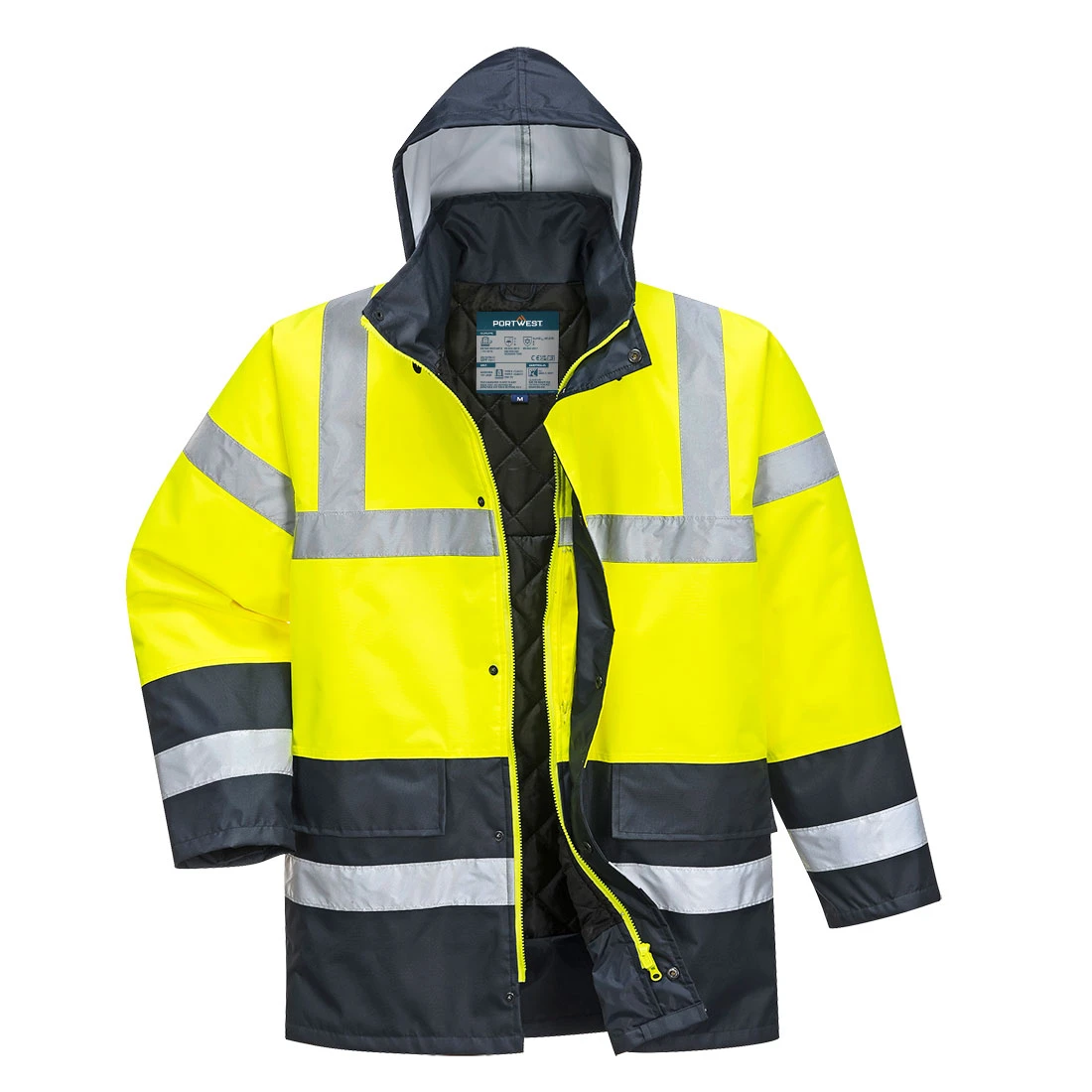 ES1 Essential Hi-Vis Contrast Winter Traffic Jacket Yellow/Navy