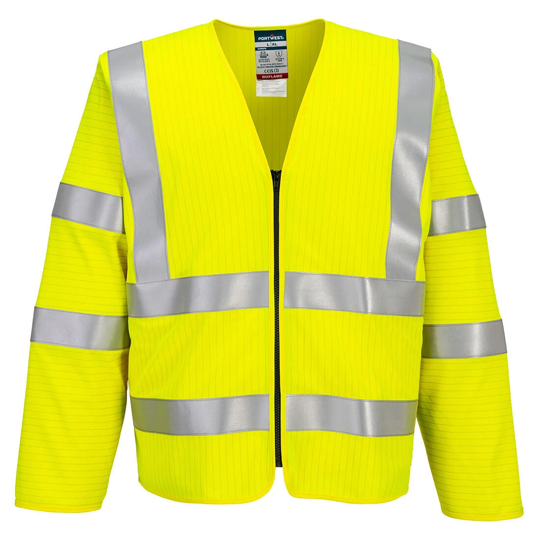 Bizflame Hi-Vis FR Long Sleeve Zip Vest Yellow