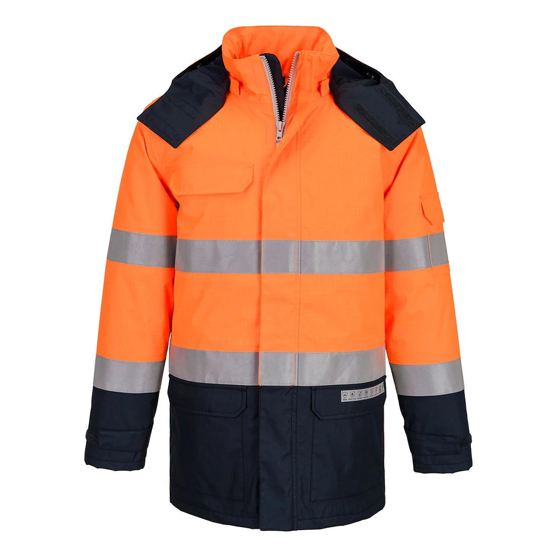 Bizflame Rain+ Hi-Vis Multi-Norm Contrast FR Winter Jacket Orange/Navy