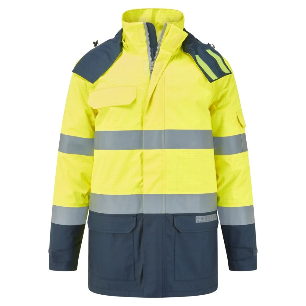 Bizflame Rain+ Hi-Vis Multi-Norm Contrast FR Winter Jacket Yellow/Navy