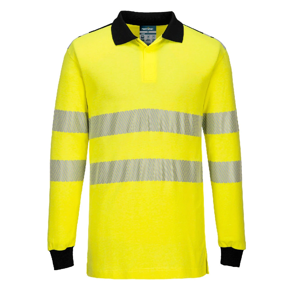 PW3 Modaflame Knit Hi-Vis FR Long Sleeve Polo Shirt Yellow/Black PW3 Modaflame Knit Hi-Vis FR Long Sleeve Polo Shirt Yellow/Black
