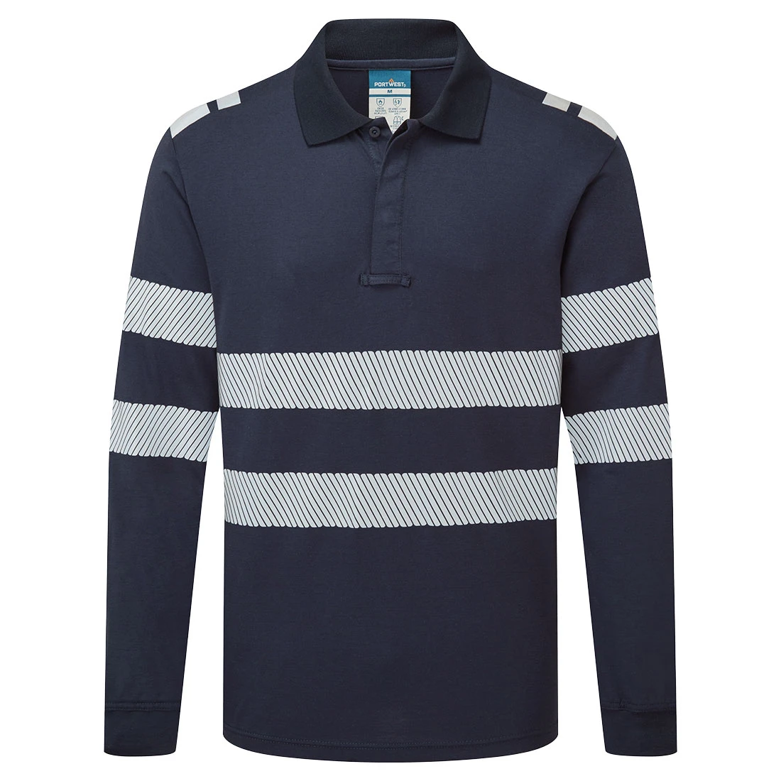PW3 Modaflame Knit FR Long Sleeve Polo Shirt Navy