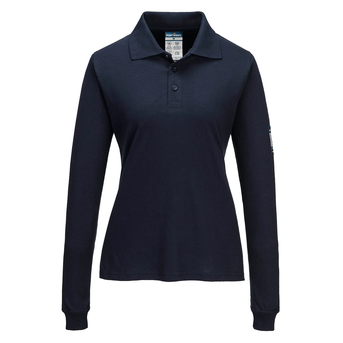 Modaflame Knit FR Women's Long Sleeve Polo Shirt Navy