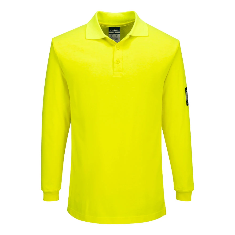 Modaflame Knit FR Long Sleeve Polo Shirt Yellow