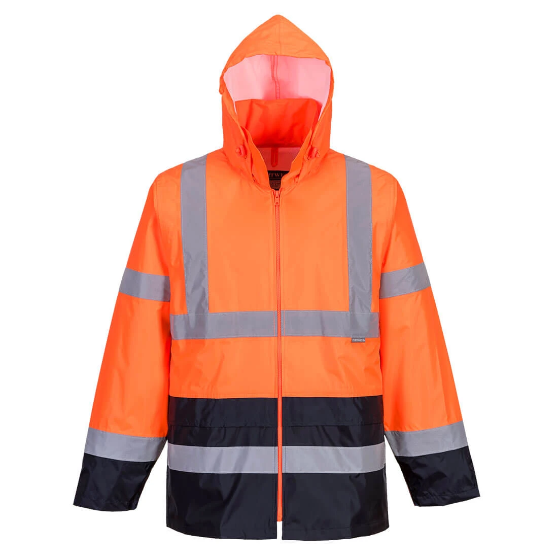 Hi-Vis Contrast Classic Rain Jacket Orange/Navy