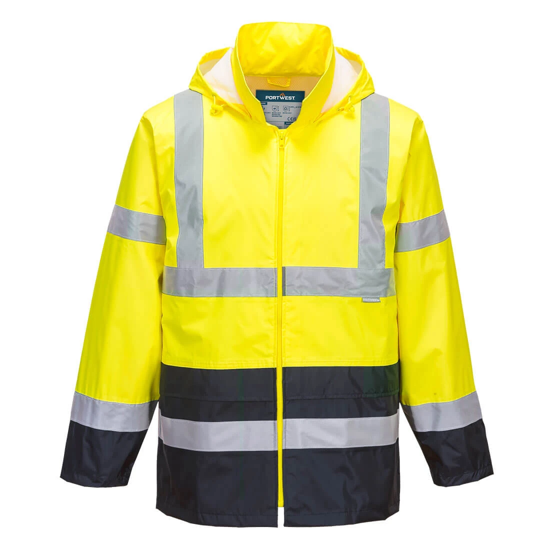 Hi-Vis Contrast Classic Rain Jacket Yellow/Navy