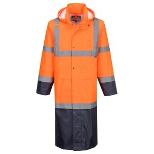 Hi-Vis Contrast Raincoat 122cm Orange/Navy
