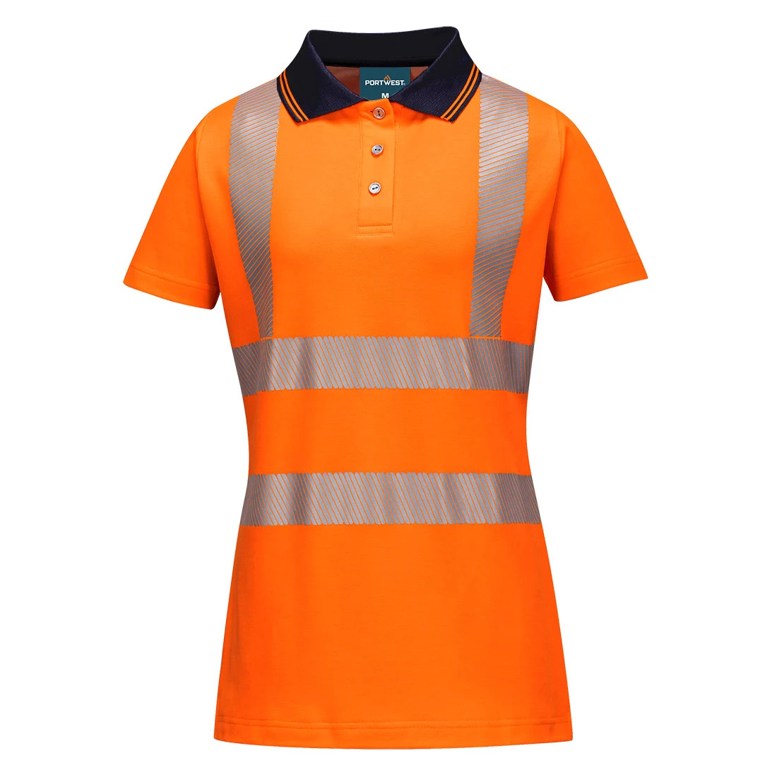 Hi-Vis Women's Cotton Comfort Pro Polo Shirt S/S Orange/Black