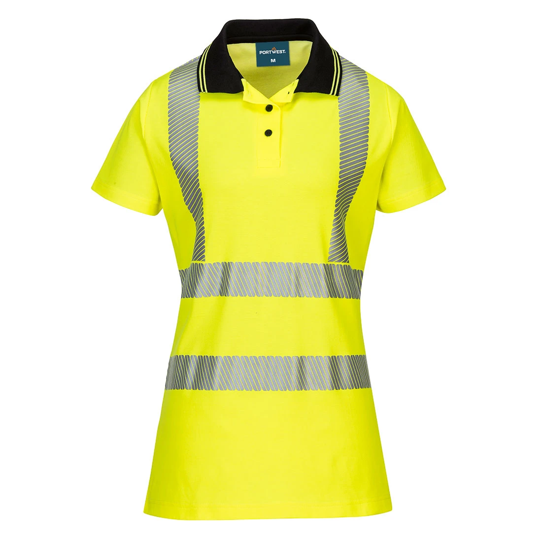 Hi-Vis Women's Cotton Comfort Pro Polo Shirt S/S Yellow/Black