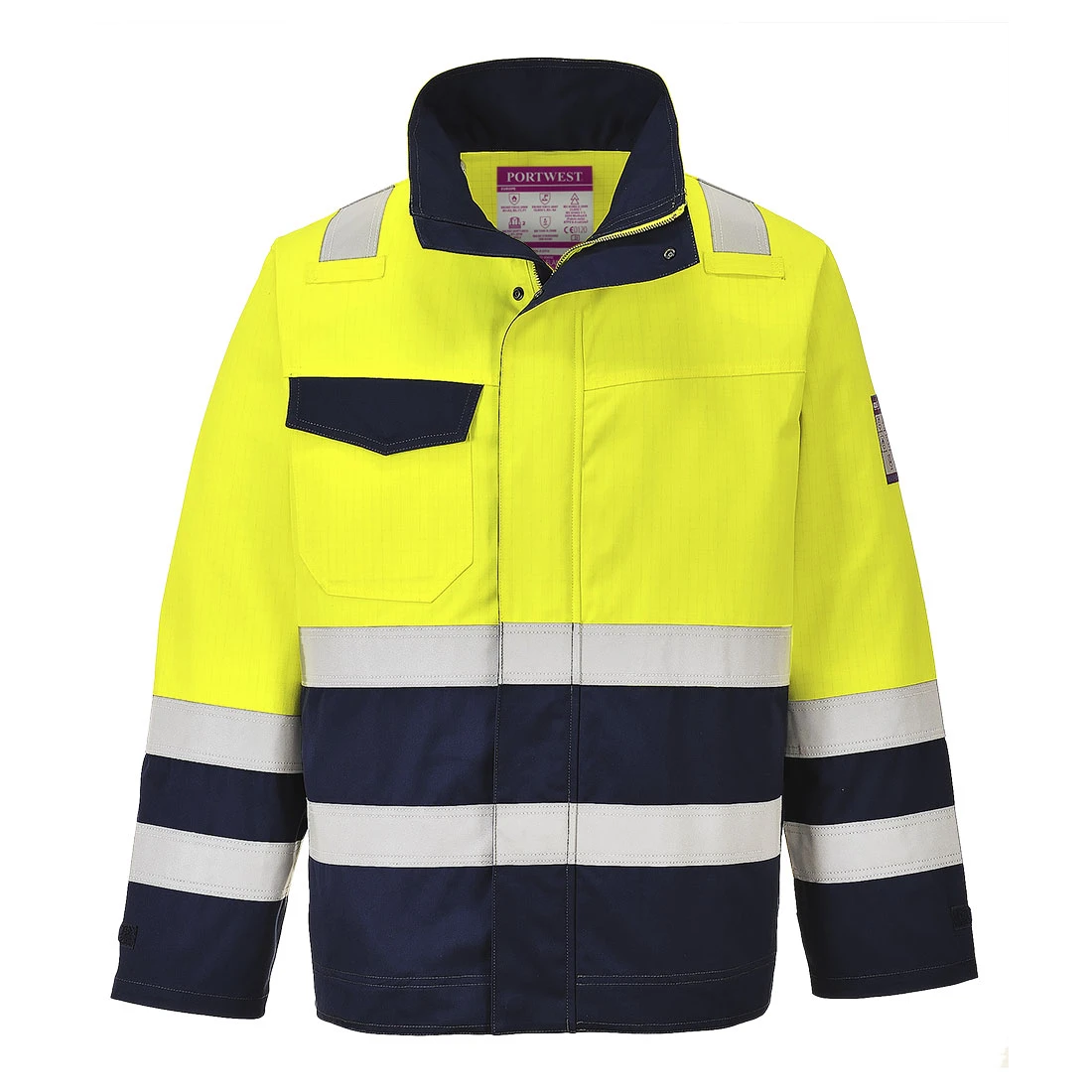 Modaflame Work Hi-Vis Multi-Norm Contrast FR Jacket Yellow/Navy