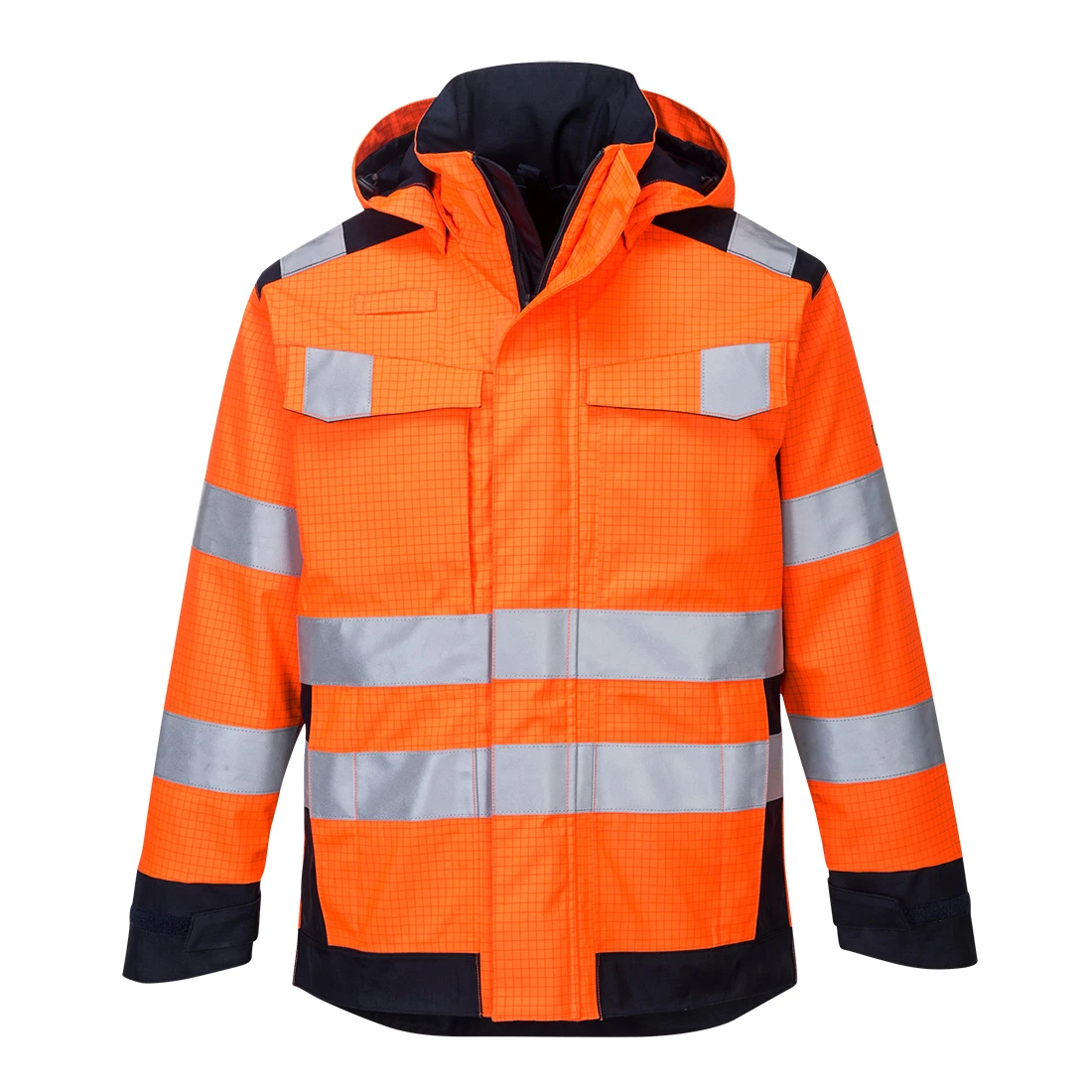 Modaflame Rain+ Hi-Vis Multi-Norm Contrast FR Jacket Orange/Navy Modaflame Rain+ Hi-Vis Multi-Norm Contrast FR Jacket Orange/Navy