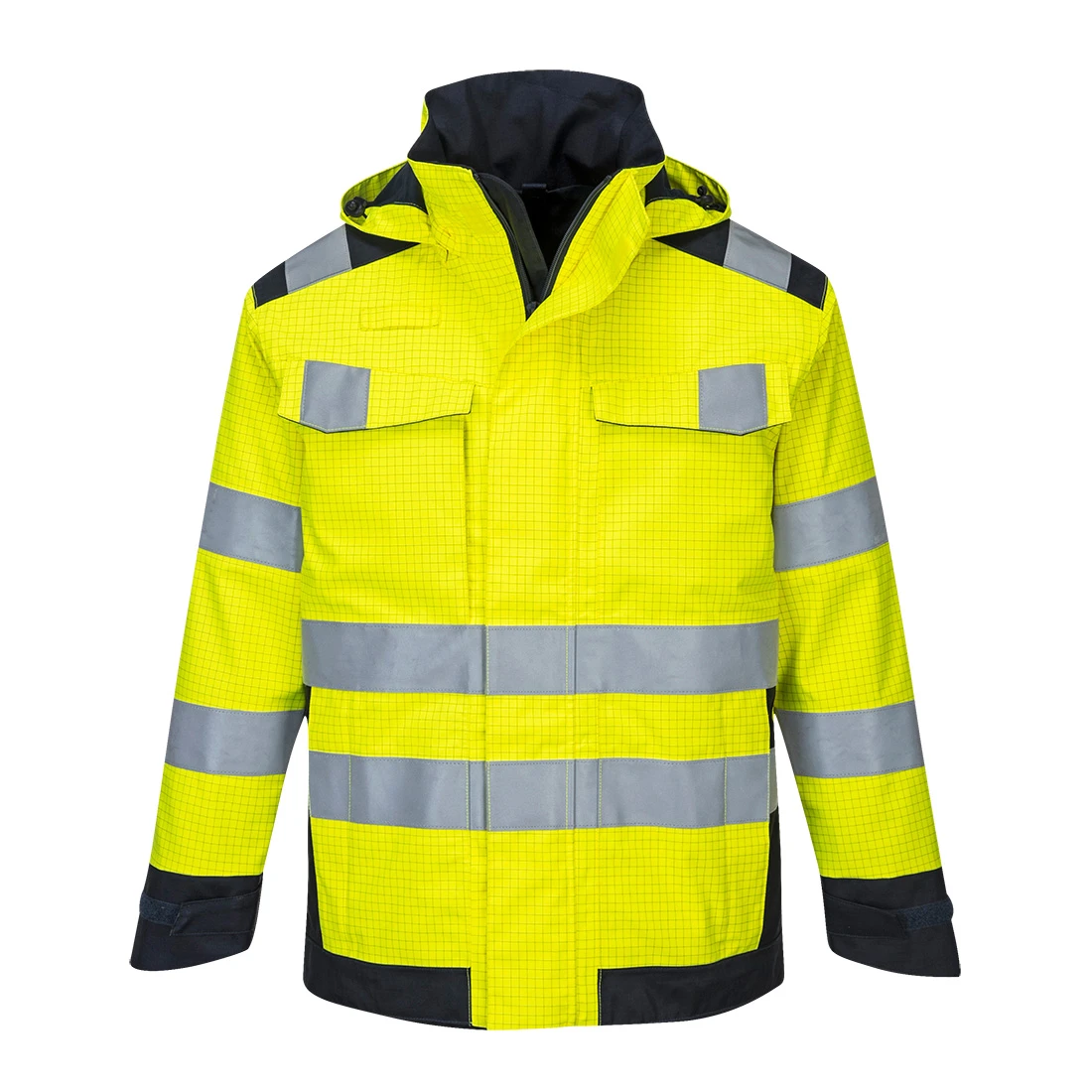 Modaflame Rain+ Hi-Vis Multi-Norm Contrast FR Jacket Yellow/Navy