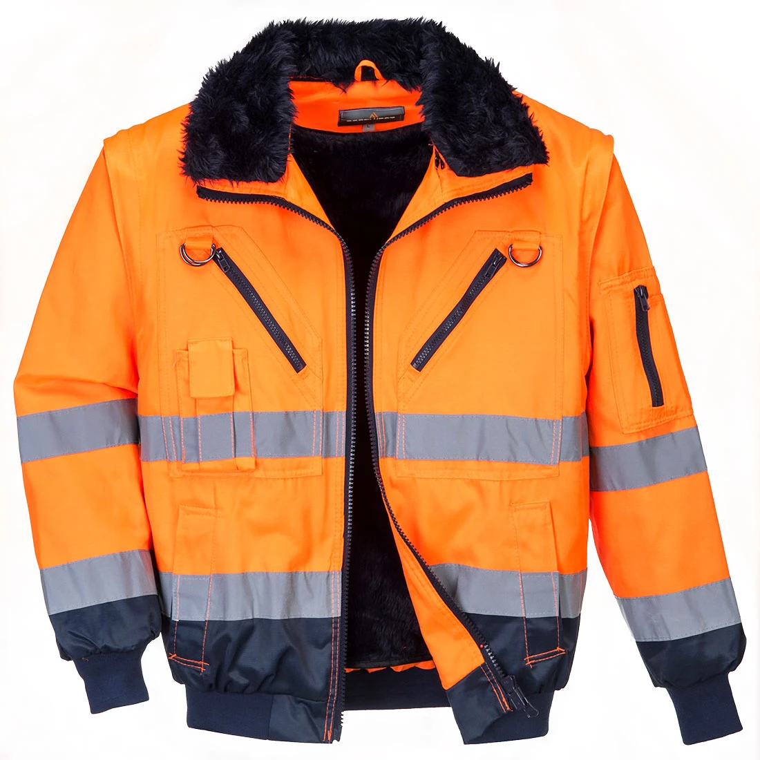 Hi-Vis 3-in-1 Contrast Pilot Jacket Orange/Navy