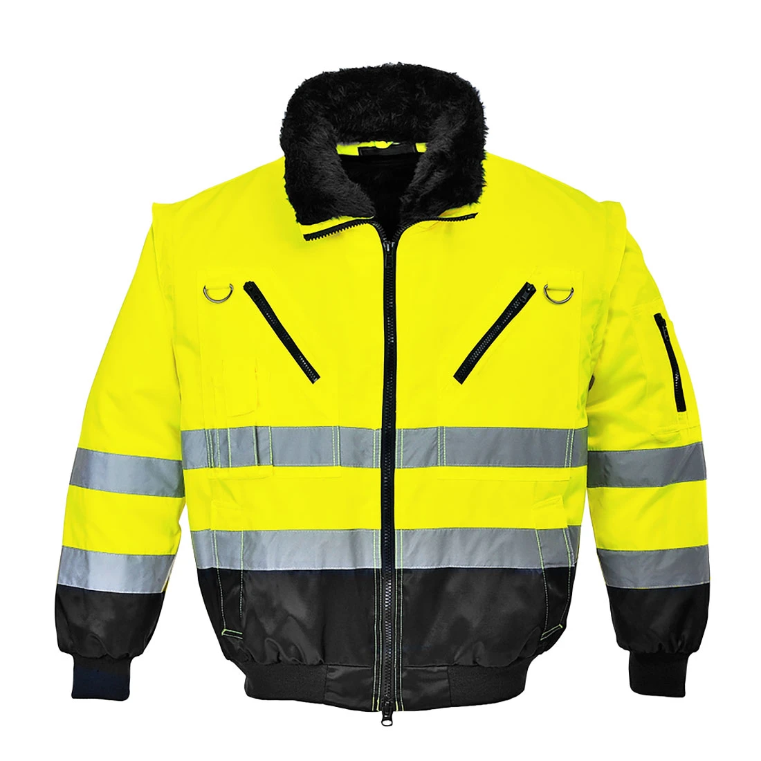 Hi-Vis 3-in-1 Contrast Pilot Jacket Yellow/Black