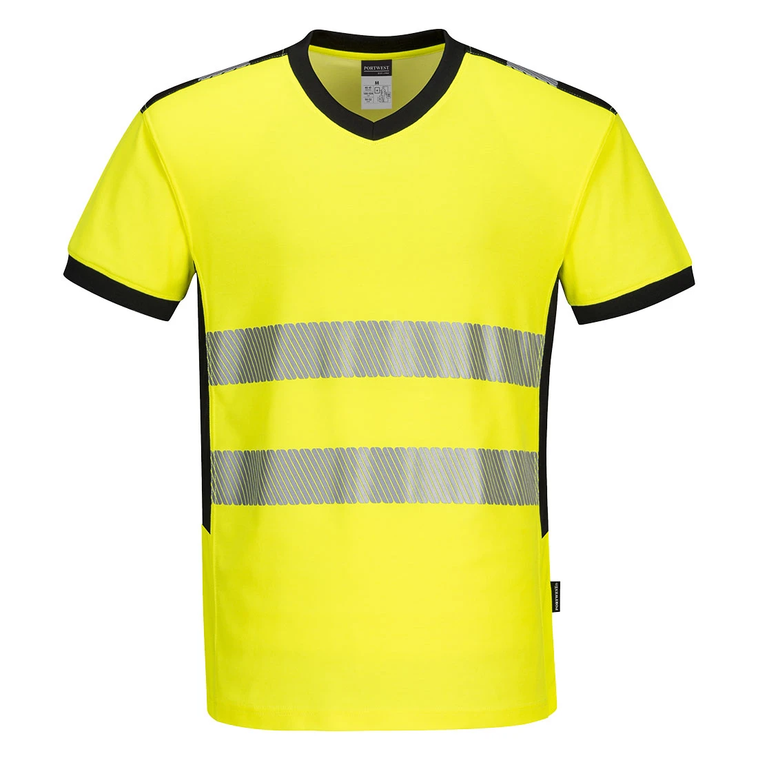 PW3 Hi-Vis V-Neck Mesh Insert T-Shirt S/S Yellow/Black