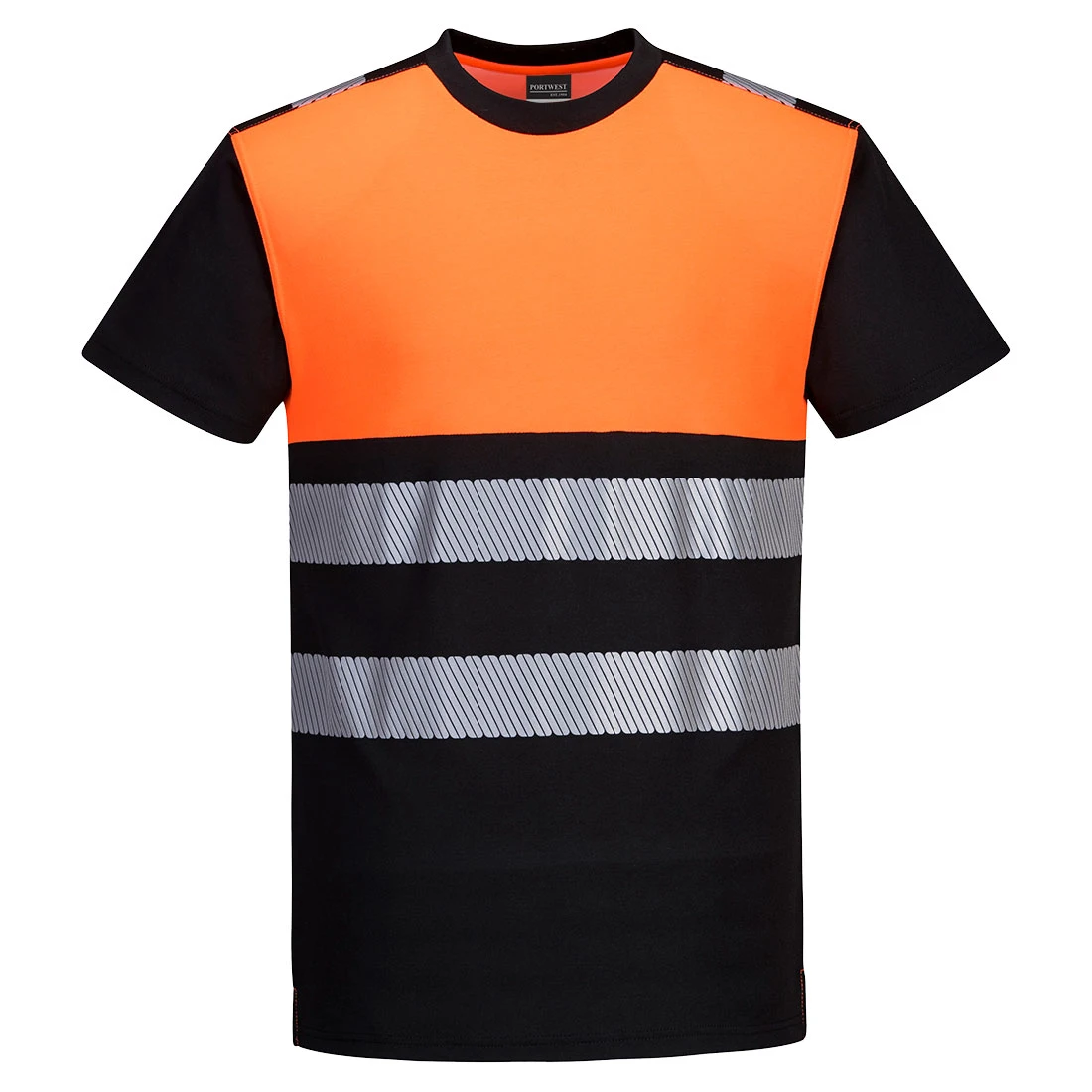 PW3 Hi-Vis Cotton Comfort Class 1 T-Shirt S/S Black/Orange