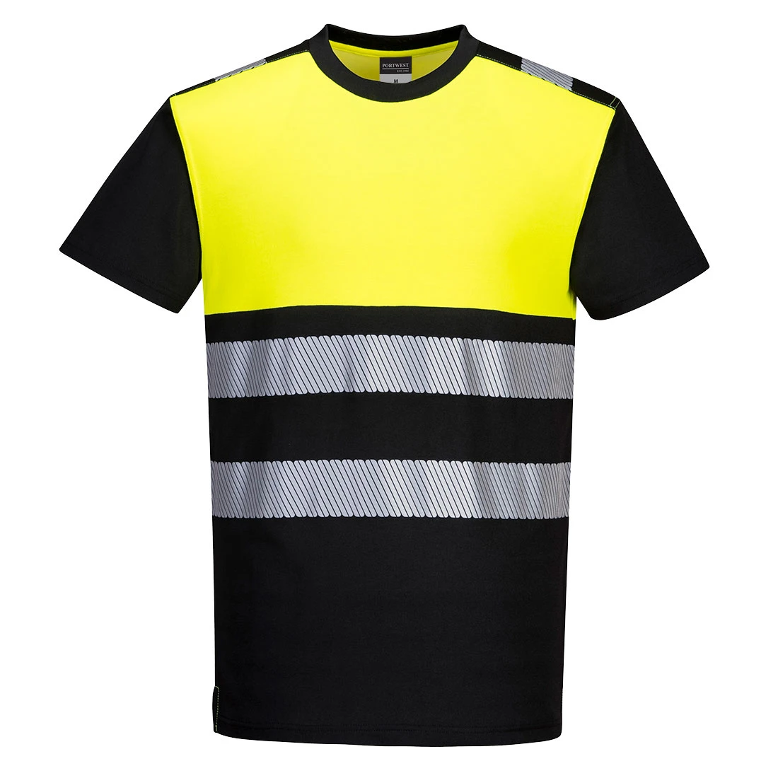 PW3 Hi-Vis Cotton Comfort Class 1 T-Shirt S/S Black/Yellow