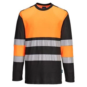 PW3 Hi-Vis Cotton Comfort Class 1 T-Shirt L/S Orange/Black
