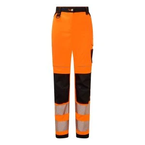 PW3 Hi-Vis Women's Stretch Work Trousers Orange/Black