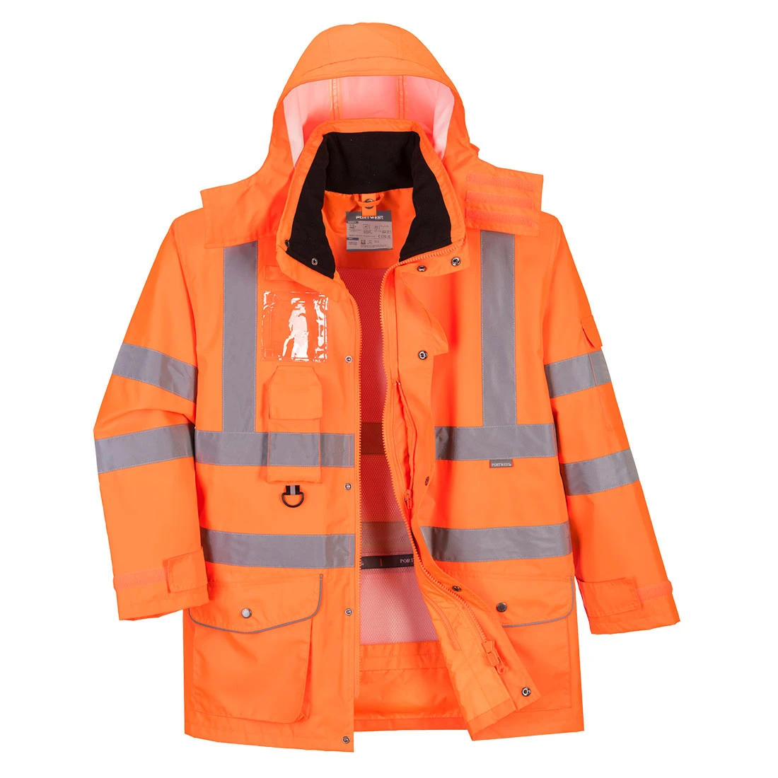Hi-Vis Breathable 7-in-1 Traffic Jacket Orange Hi-Vis Breathable 7-in-1 Traffic Jacket Orange