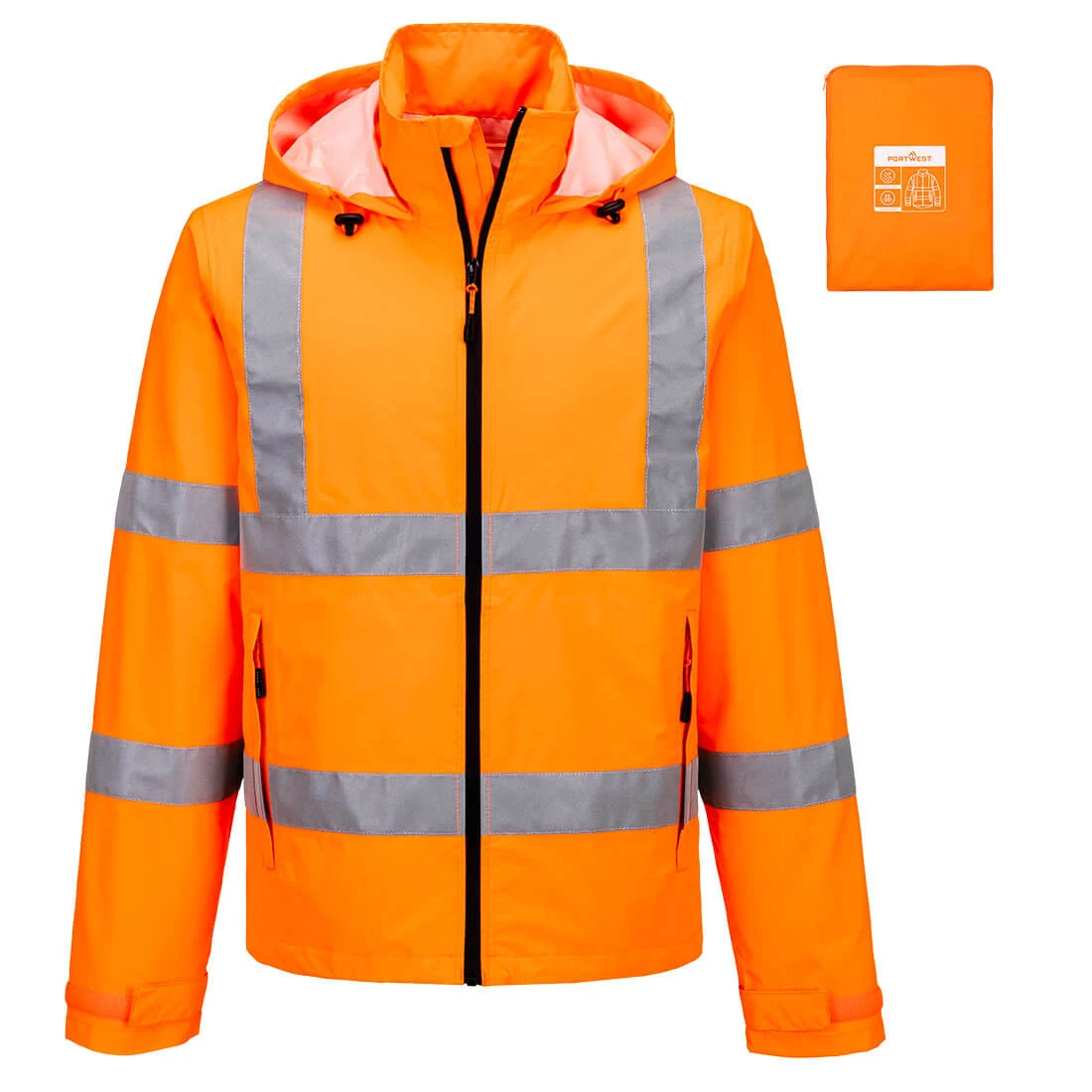 Hi-Vis Lightweight Packable Jacket Orange