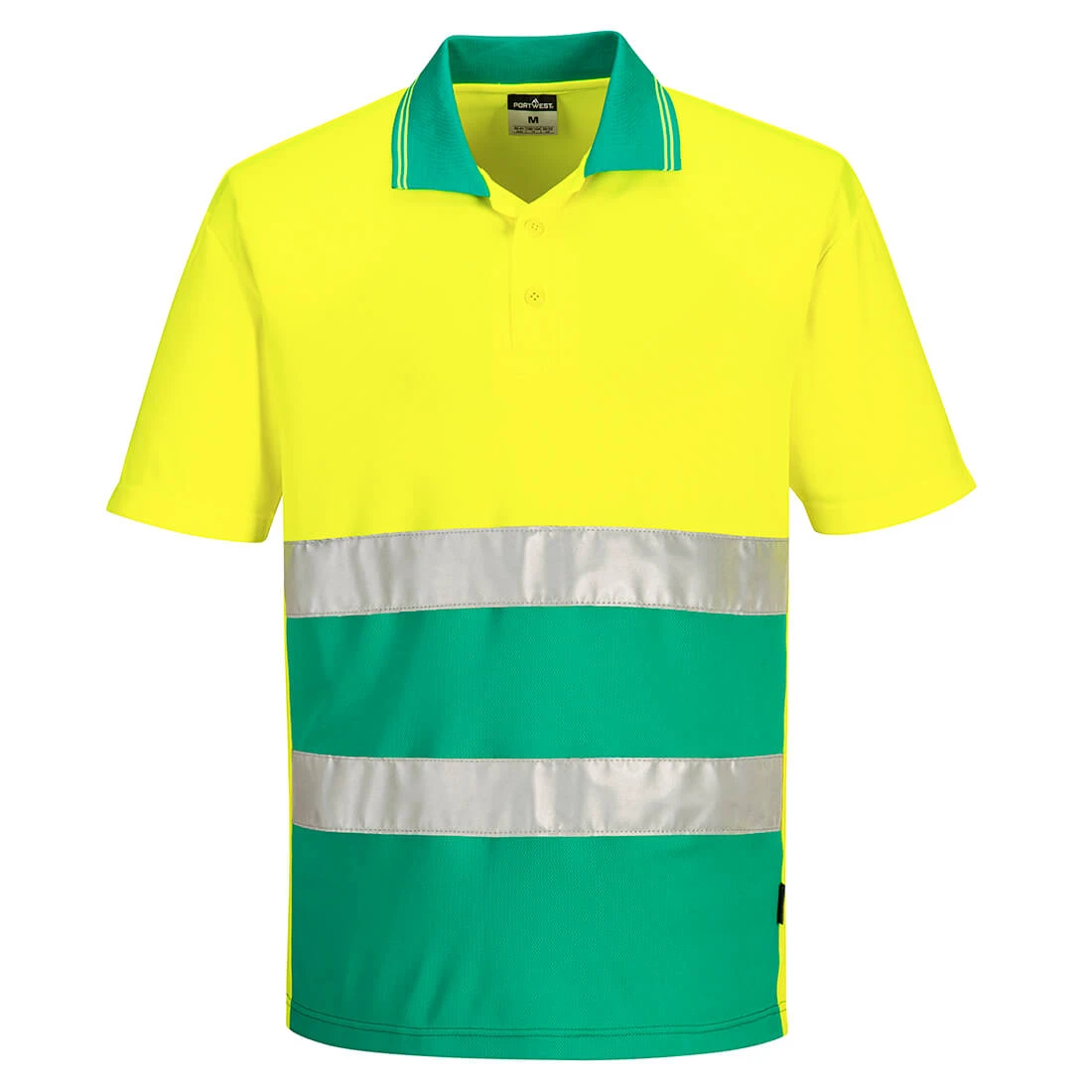 Hi-Vis Lightweight Contrast Polo Shirt S/S Yellow/Teal