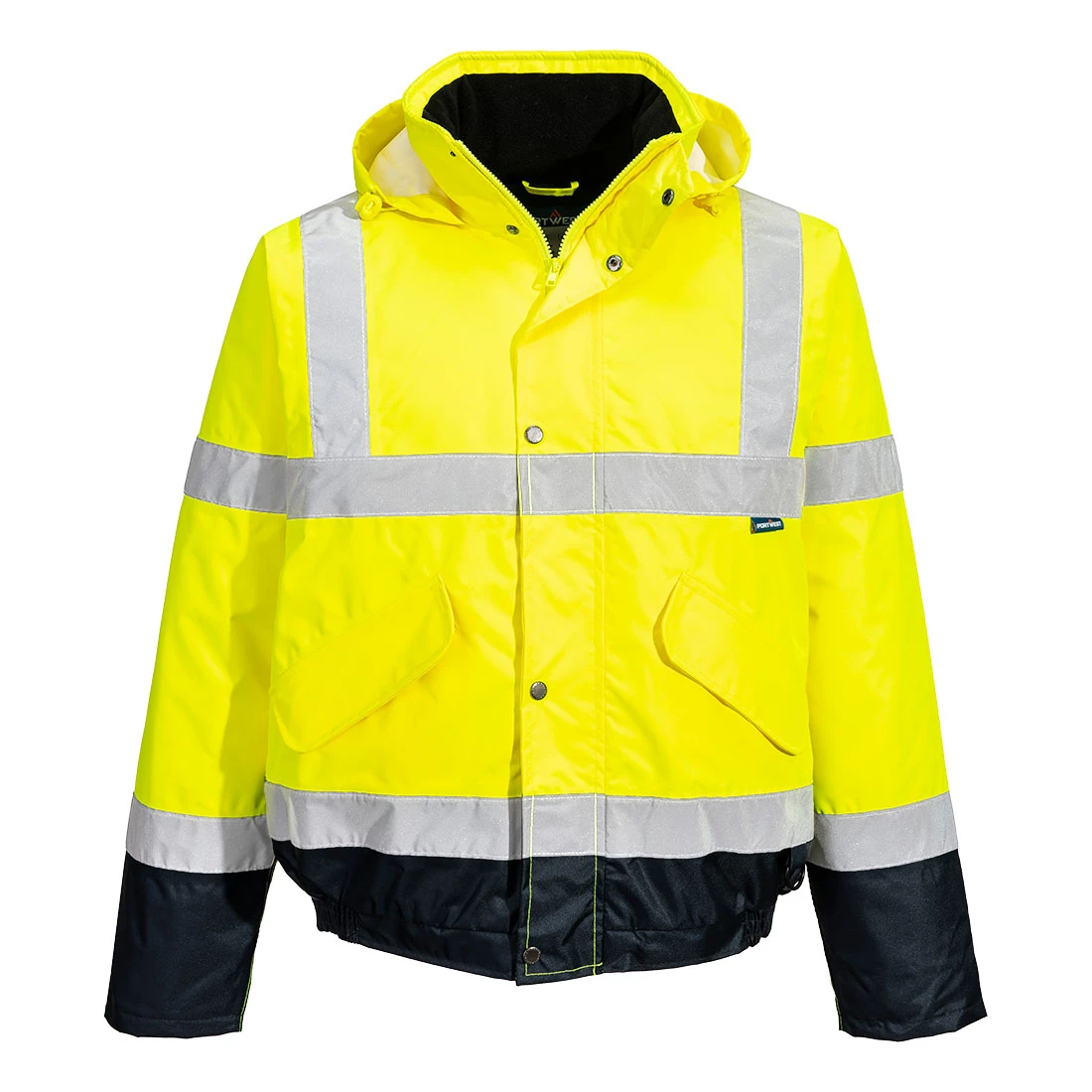 Hi-Vis Contrast Winter Bomber Jacket Yellow/Navy