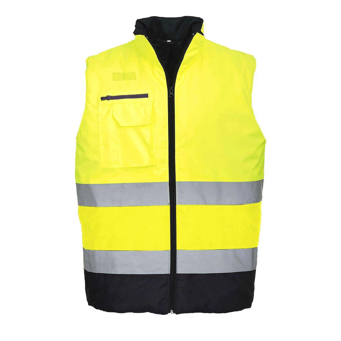 Hi-Vis Contrast Bodywarmer Yellow/Navy