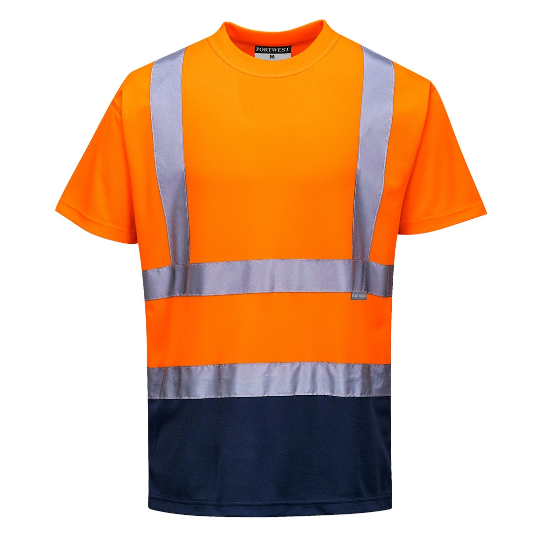 Hi-Vis Contrast T-Shirt S/S Orange/Navy