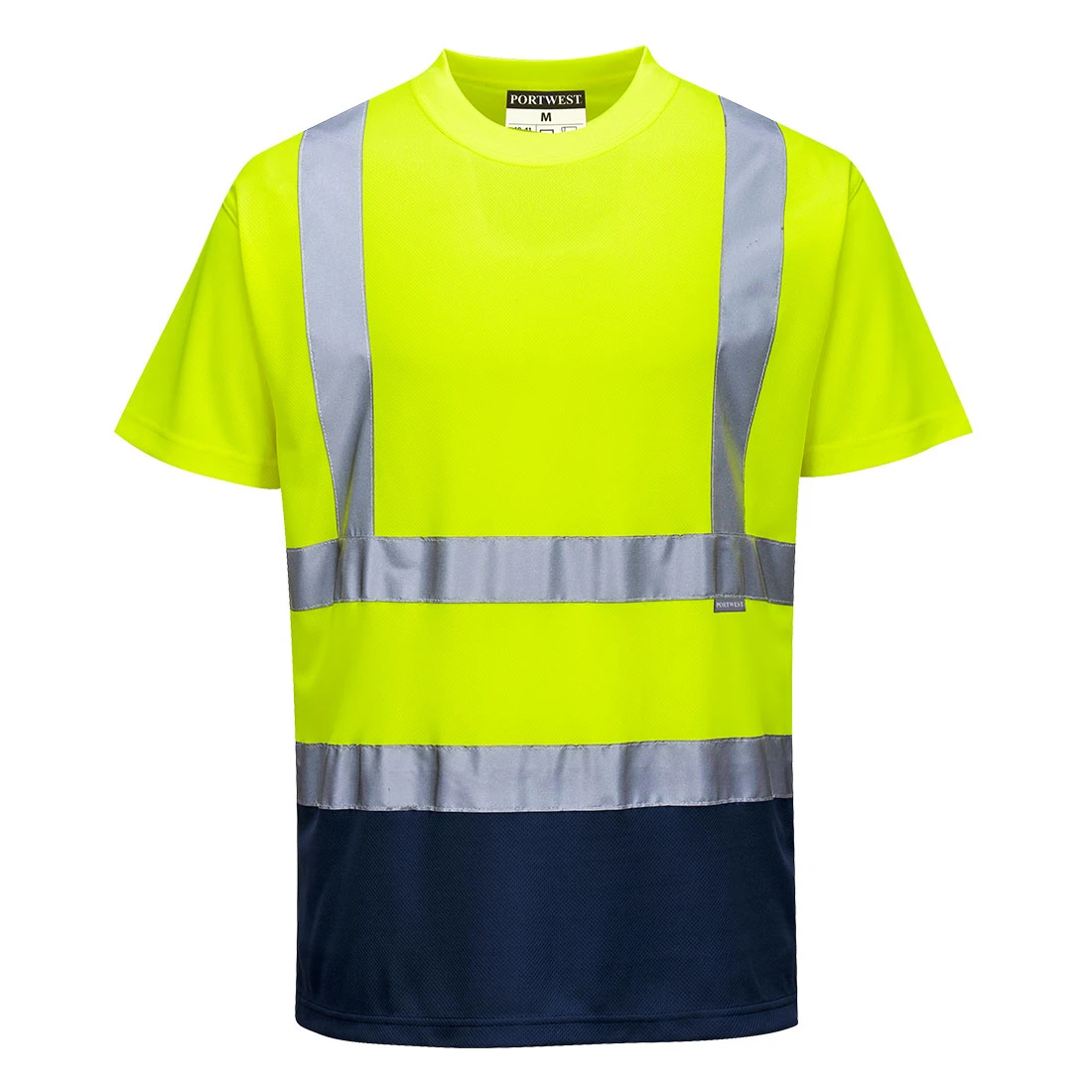 Hi-Vis Contrast T-Shirt S/S Yellow/Navy