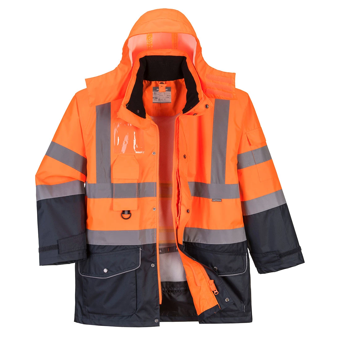 Hi-Vis Breathable 7-in-1 Contrast Traffic Jacket Orange/Navy Hi-Vis Breathable 7-in-1 Contrast Traffic Jacket Orange/Navy