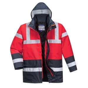 Hi-Vis Contrast Winter Traffic Jacket Red/Navy