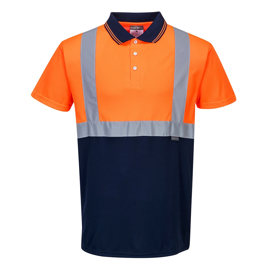 Hi-Vis Contrast Polo Shirt S/S Orange/Navy