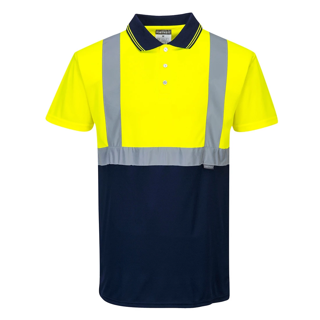 Hi-Vis Contrast Polo Shirt S/S Yellow/Navy