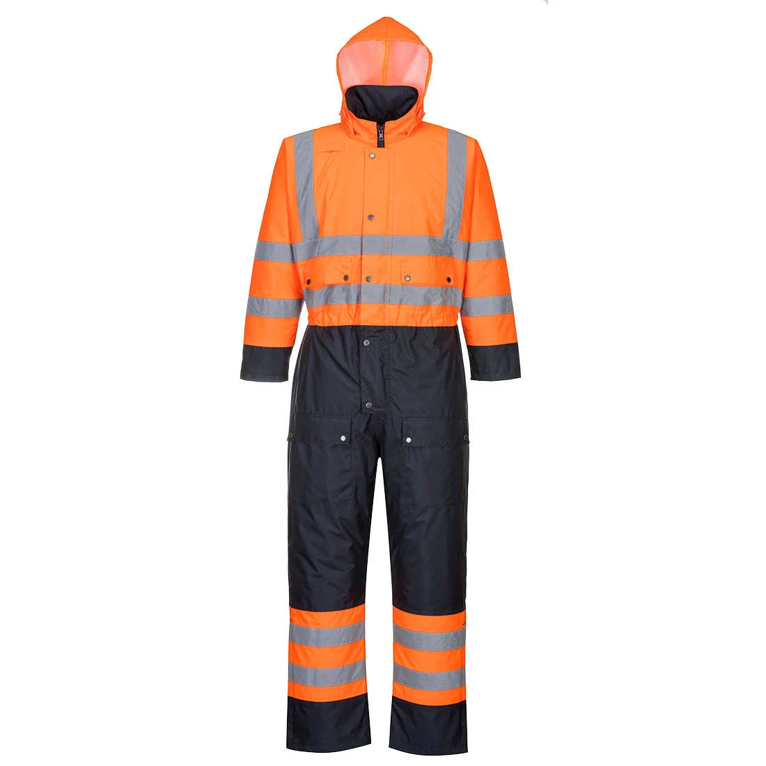 Hi-Vis Contrast Winter Coverall Orange/Navy