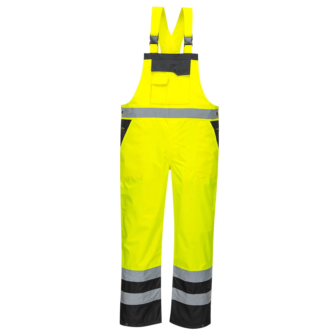 Hi-Vis Breathable Contrast Rain Bib and Brace Yellow/Black