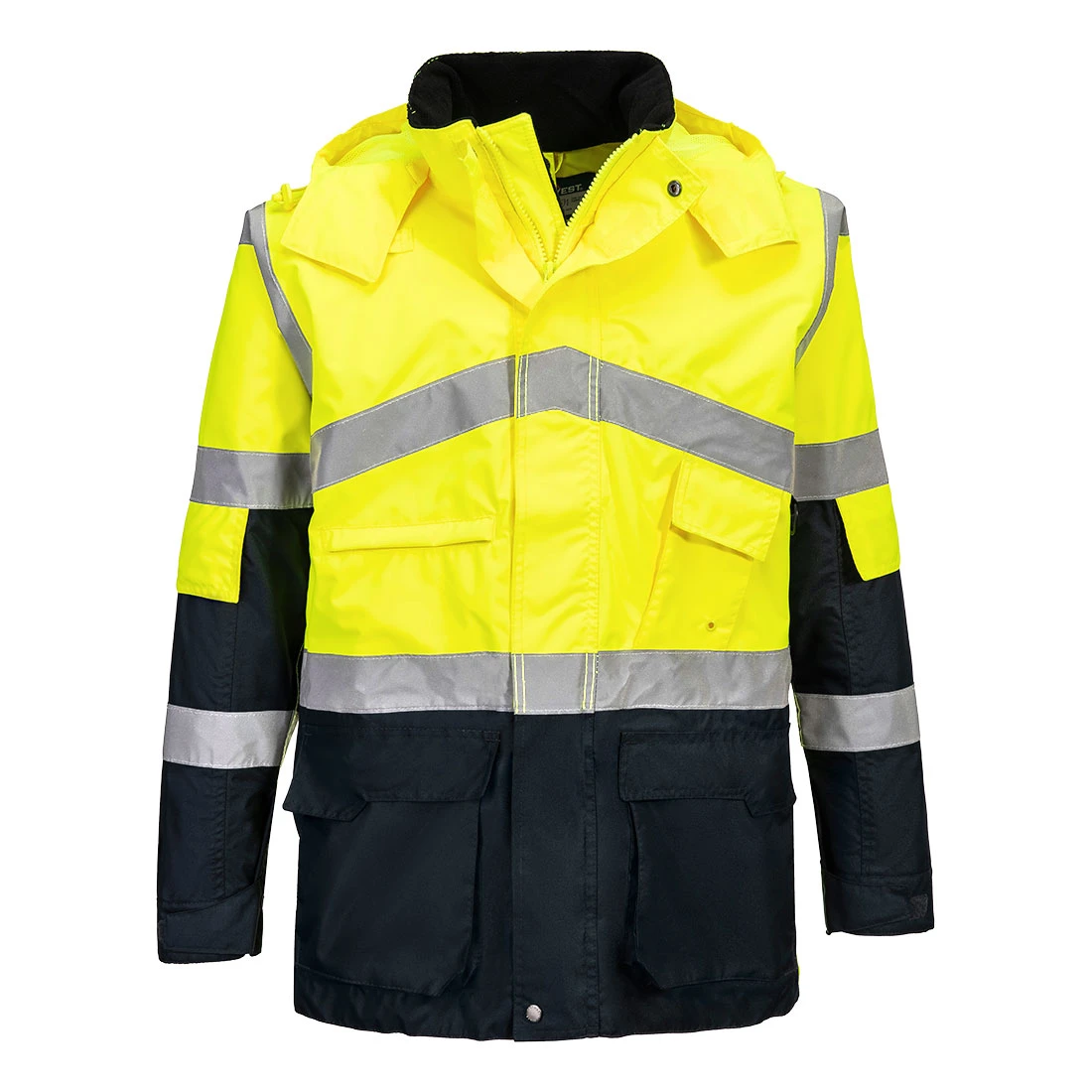 Hi-Vis Breathable Contrast Rain Jacket Yellow/Navy Hi-Vis Breathable Contrast Rain Jacket Yellow/Navy