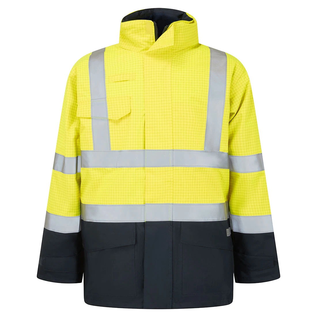 Bizflame Rain Hi-Vis Constrast FR Jacket Yellow/Navy