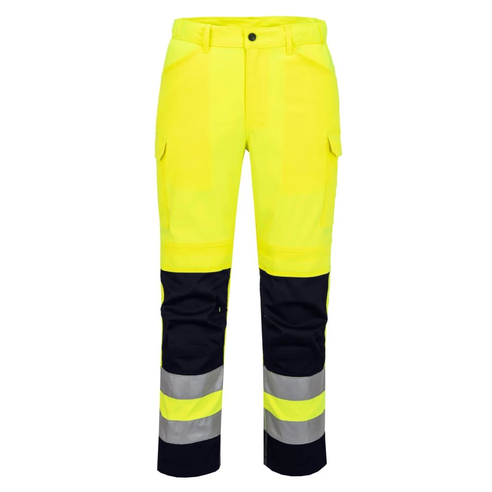 Hi-Vis Lightweight Mesh Panel Trousers Yellow/Navy