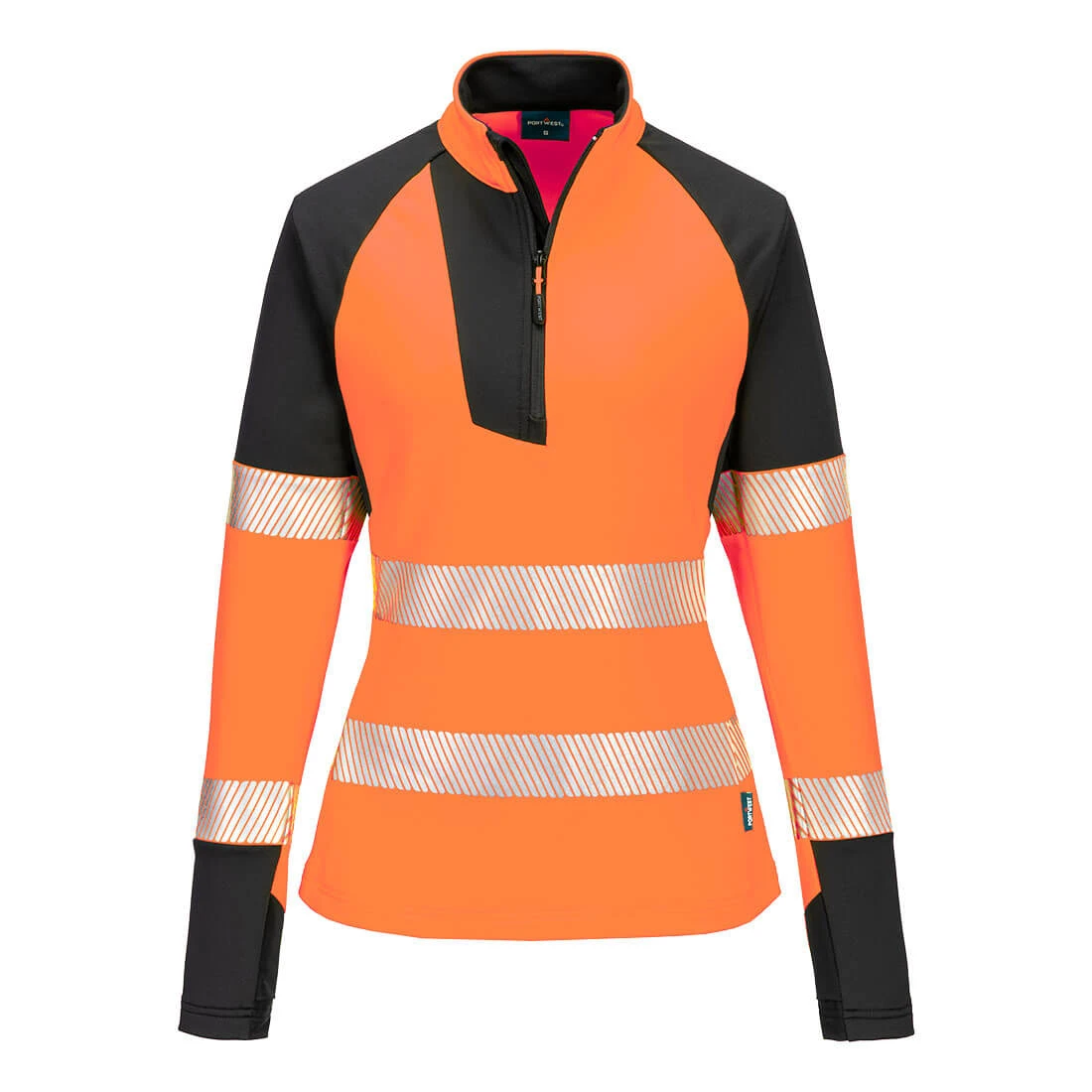 PW3 Hi-Vis Women's 1/4 Zip Sweatshirt Orange/Black