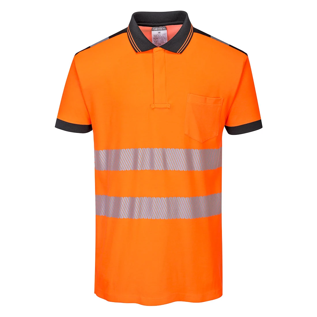 PW3 Hi-Vis Cotton Comfort Polo Shirt S/S Orange/Black
