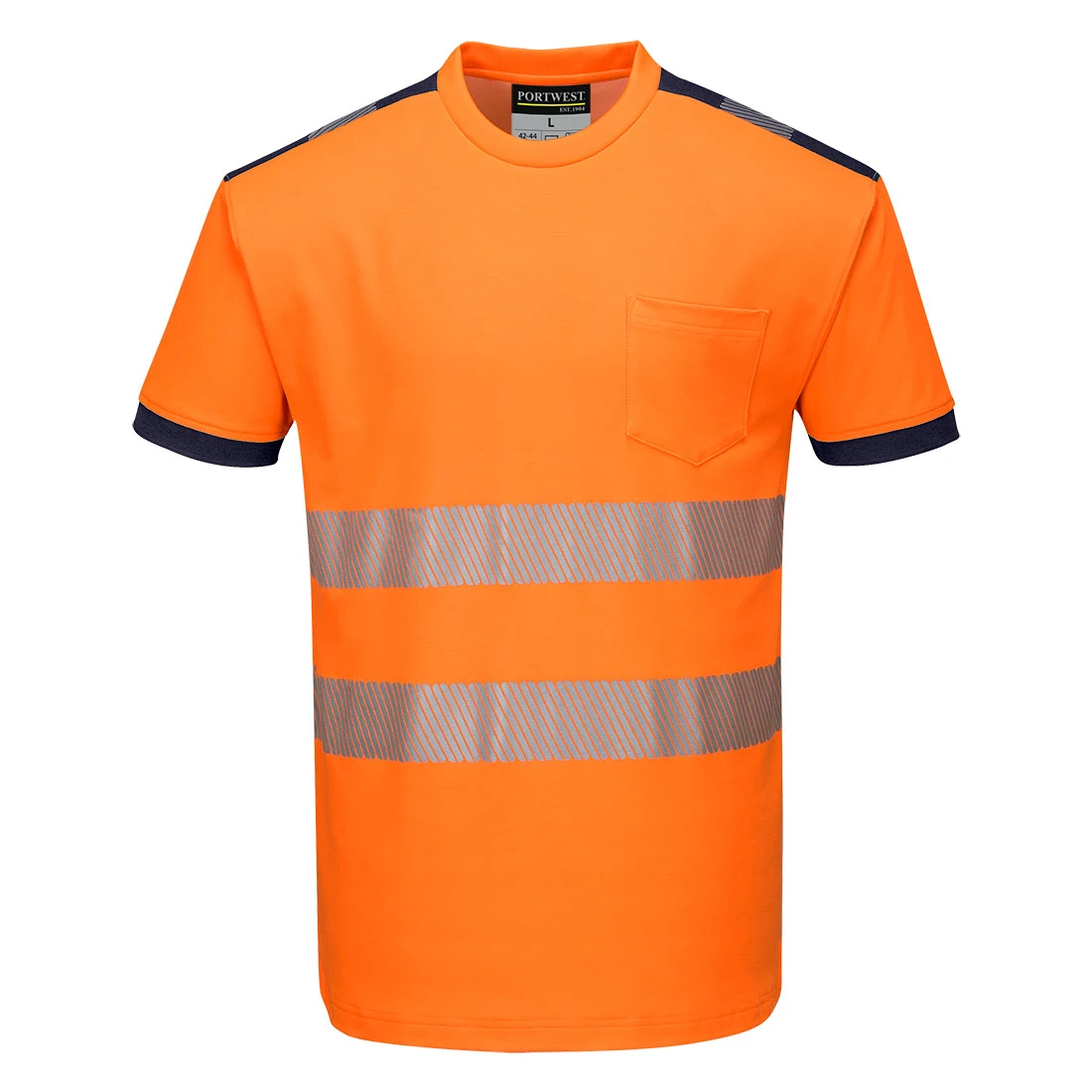 PW3 Hi-Vis Cotton Comfort T-Shirt S/S Orange/Navy