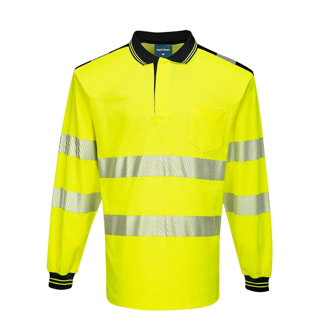 PW3 Hi-Vis Cotton Comfort Polo Shirt L/S Yellow/Black
