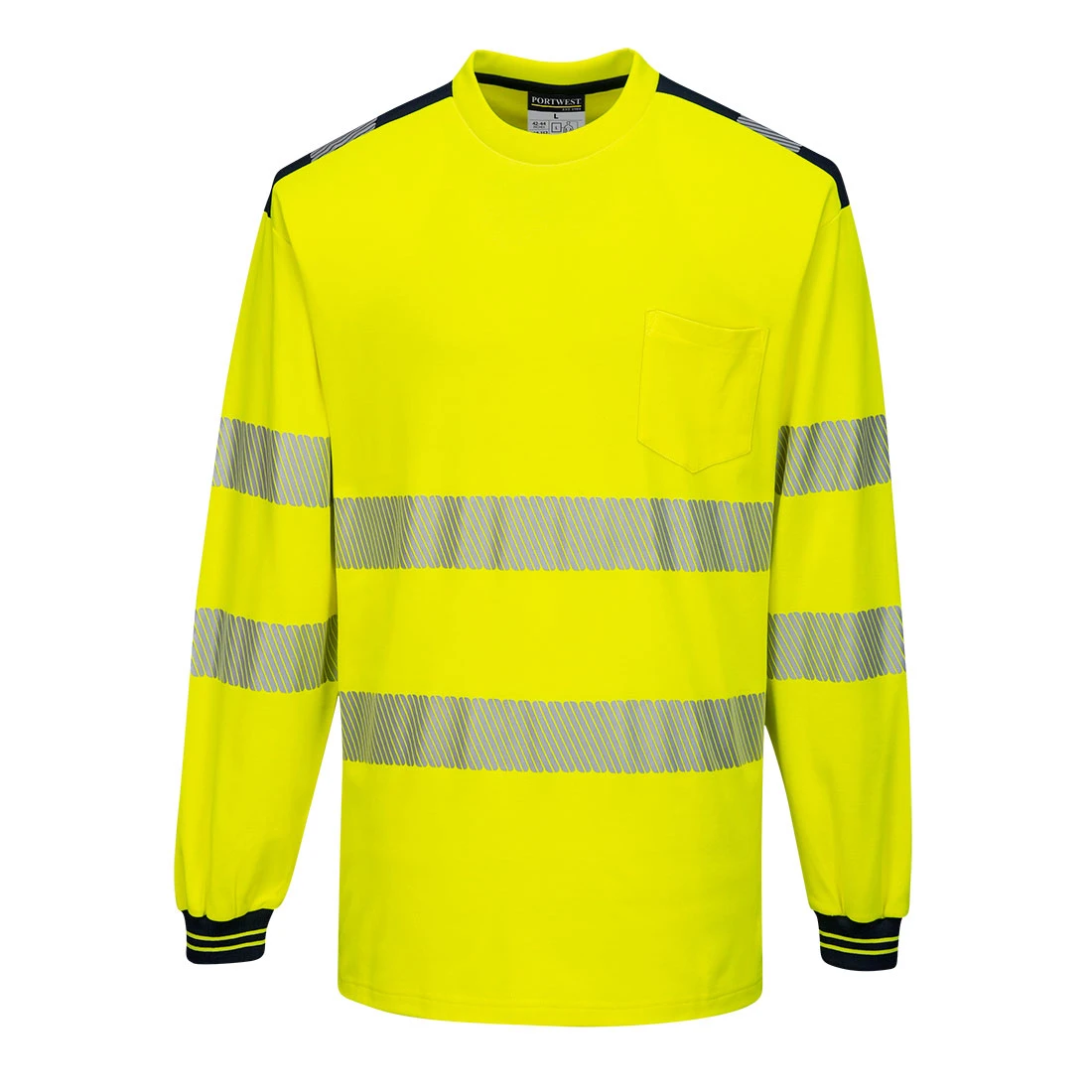 PW3 Hi-Vis Cotton Comfort T-Shirt L/S Yellow/Black