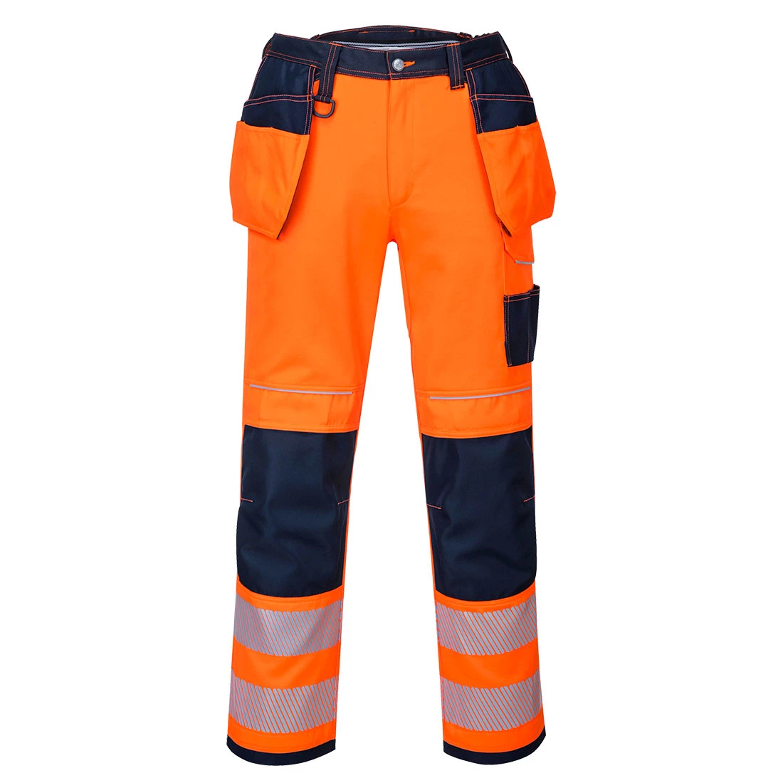 PW3 Hi-Vis Holster Pocket Work Trousers Orange/Navy Short Short