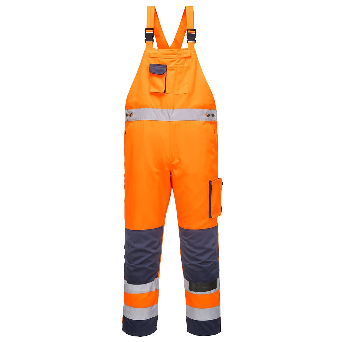 Dijon Hi-Vis Contrast Work Bib and Brace Orange/Navy