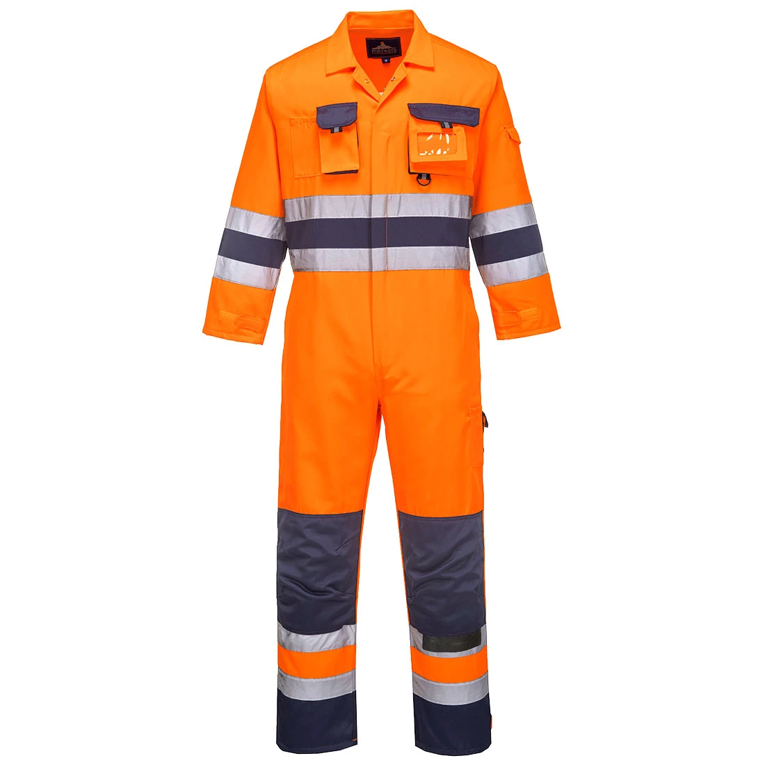 Nantes Hi-Vis Contrast Work Coverall Orange/Navy