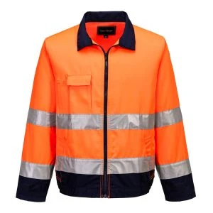 Madrid Hi-Vis Contrast Bomber Jacket Orange/Navy